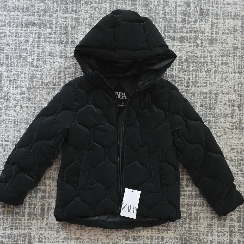 Zara Kids Quilted Black Puffer Coat